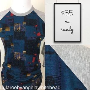LuLaRoe Randy XS - Baseball tee NWT blue abstract
